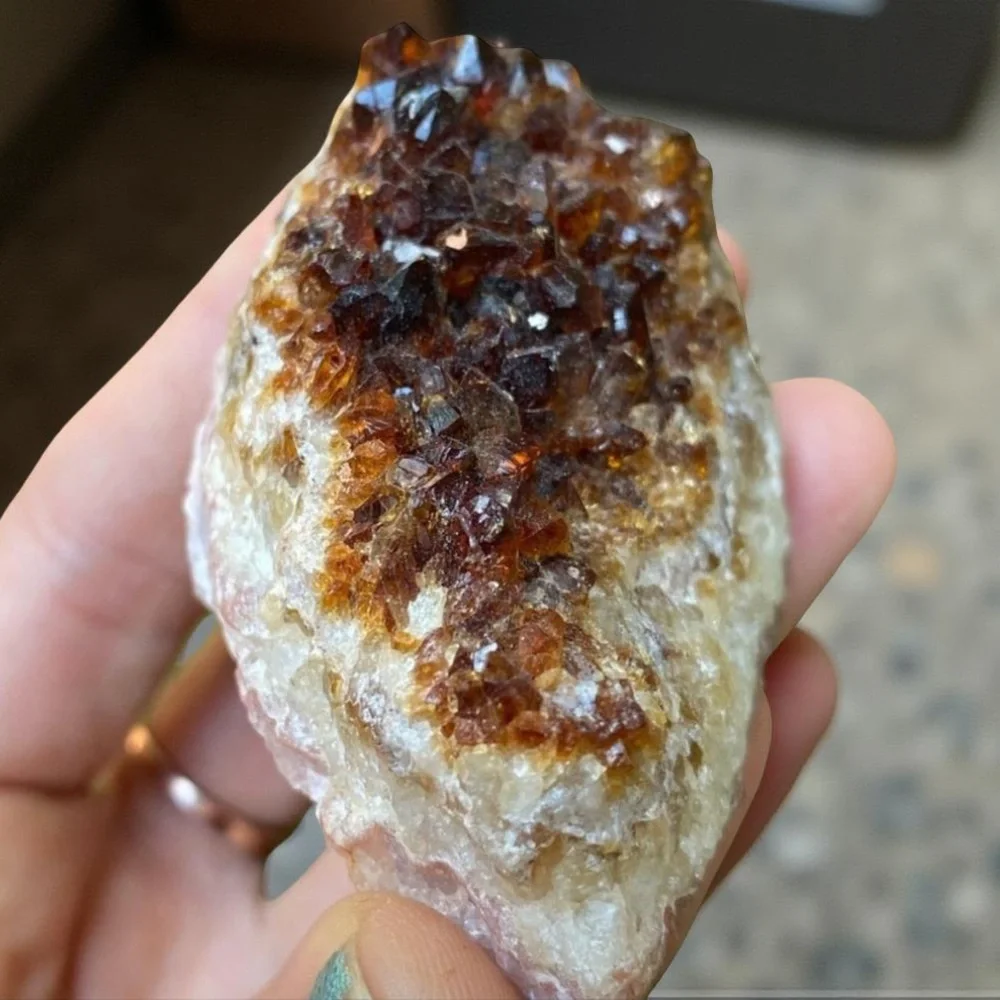 Dark Citrine Crystal Cluster 4.5 oz - Raw Sparkly Deep Amber Druzy Specimen